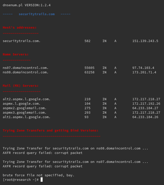 DNS enumeration example using dnsenum script DNS enumeration example using dnsenum script