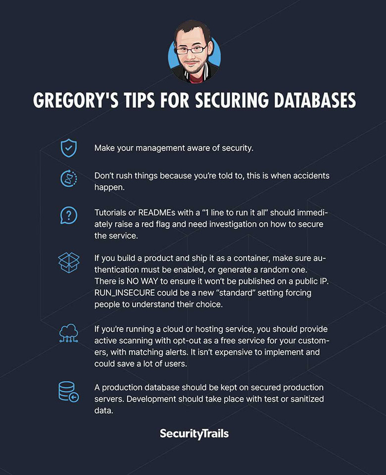 Gregory's tips for securing databases