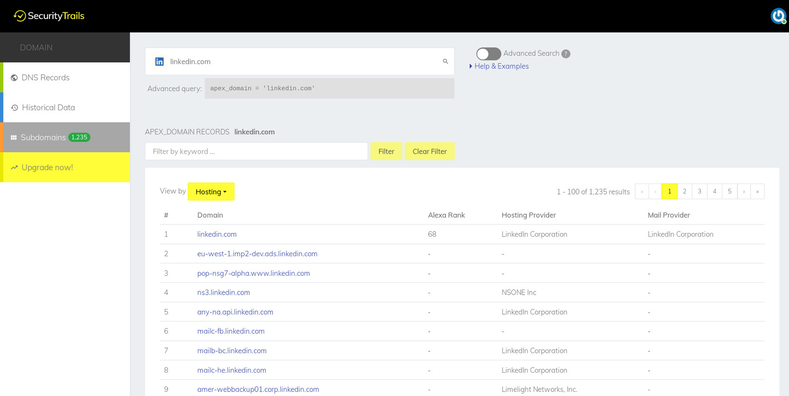 SecurityTrails DNS enumeration SecurityTrails DNS enumeration