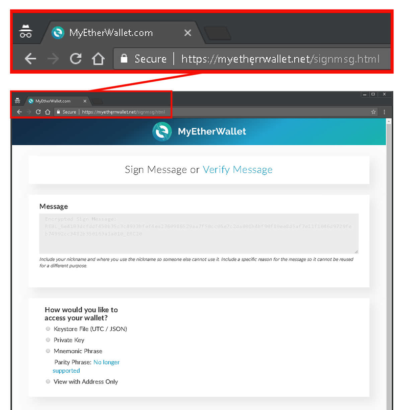 Phishing site against MyEtherWallet Phishing site against MyEtherWallet