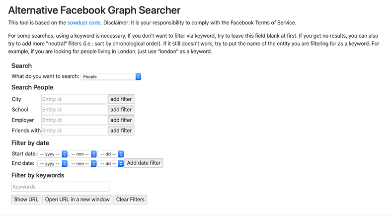 Alternative Facebook Graph Searcher