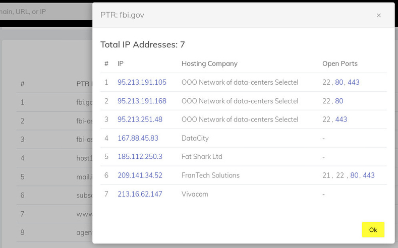 SurfaceBrowser associated IPs SurfaceBrowser associated IPs