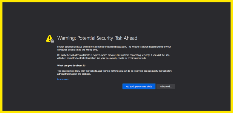 warning of potential security risk ahead