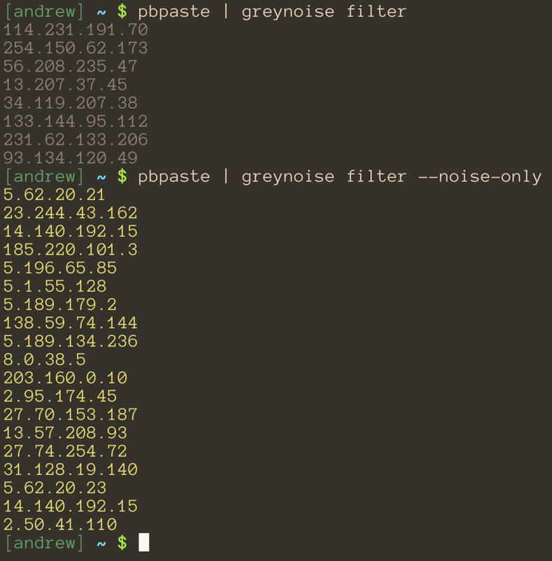 Greynoise filter Greynoise filter