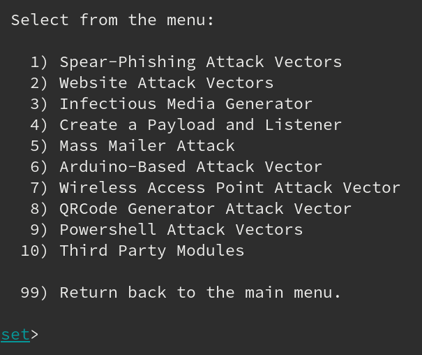 Full list of available attacks